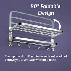 ARQUIN Bathroom Foldable Shelves (Chrome Finish-24 Inch) | 304 Stainless Steel