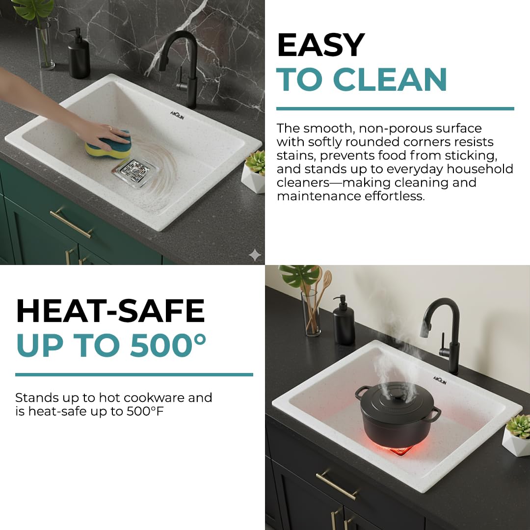 21x18x9 Inch Rosa Quartz Single Bowl Kitchen Sink