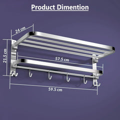 ARQUIN Bathroom Foldable Shelves (Chrome Finish-24 Inch) | 304 Stainless Steel