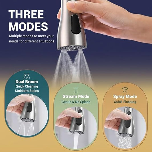 ARQUIN Black Stainless Steel Pull Down Kitchen Faucet with Rotating Knob