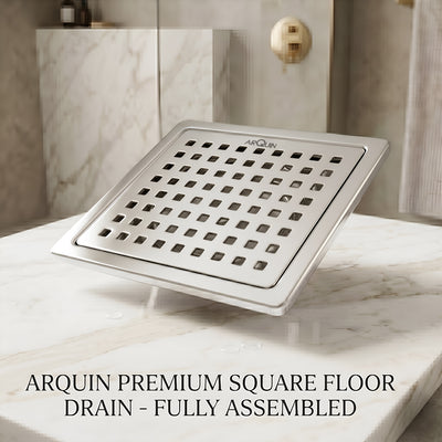 Square Floor Drainer 304 SS Grade with Cockroach Trap (5X5 Inch)
