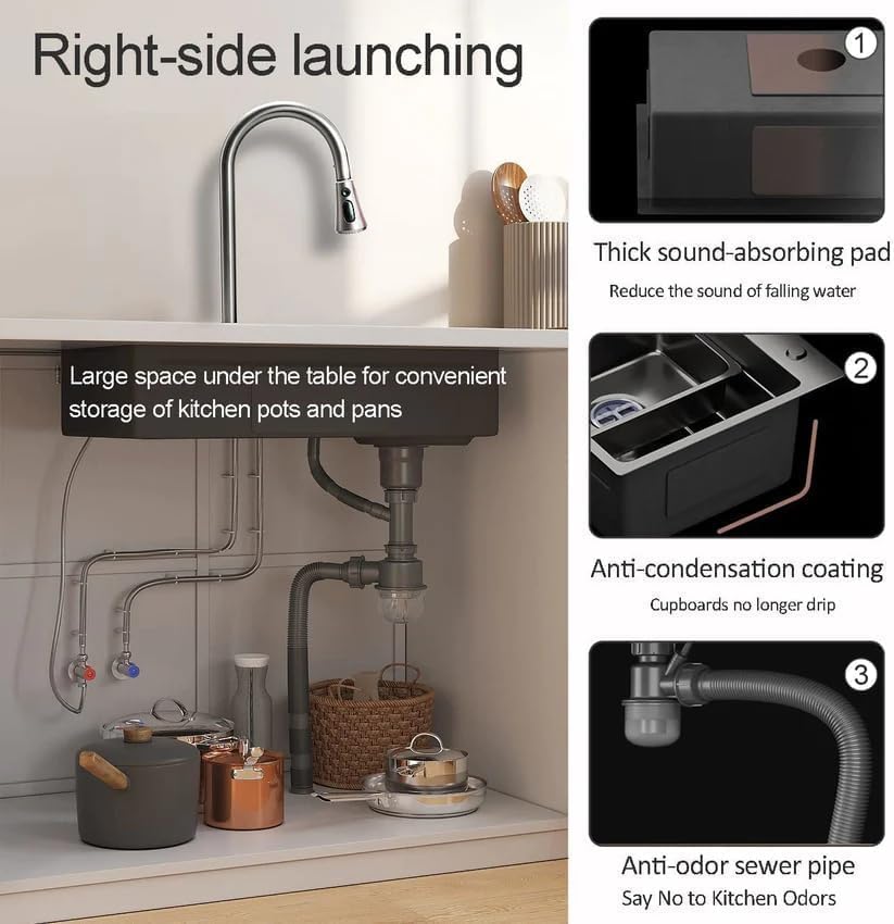 Waterfall Smart Kitchen Sink Double Bowl  (37x18x9 Inch)