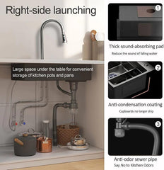 Waterfall Smart Kitchen Sink (37 x 18 x 9 Inches) | 304 Stainless Steel Sink