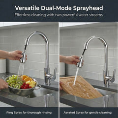 Waterfall Pull Down Kitchen Sink Faucet Mixer Tap |  (Waterfall Pullout Sink Mixer Silver)
