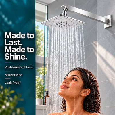 Rain Shower Head without Arm 304 Stainless Steel Overhead Shower 6x6 Inch (MAGIC)