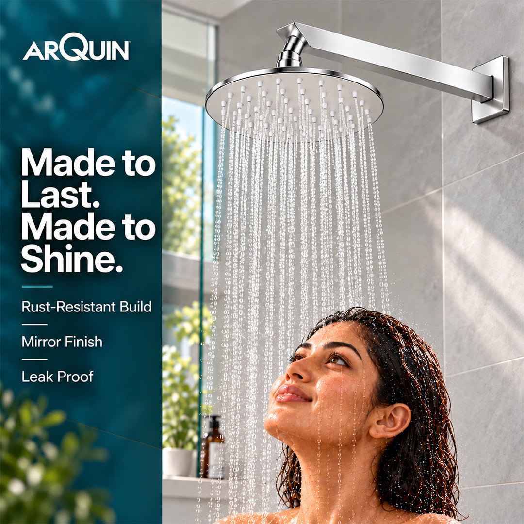 Rain Shower Head without Arm 304 Stainless Steel Overhead Shower 8x8 Inch (ELEGANCE ROUND)