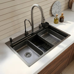 Waterfall Smart Kitchen Sink (30 x 18 x 9 Inches) 304 Grade Stainless Steel Sink