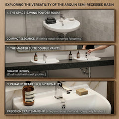 Platinum Ceramic Wall Hung Washbasin for Bathroom | Wall Mounted Rectangular Sink for Living Room | Ceramic Wall Hung Small Bathroom Basin MARCO