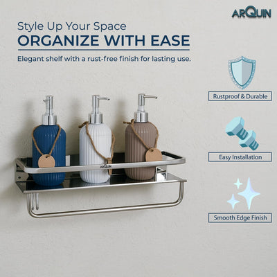 Bathroom Shelf Multipurpose Wall Mounted Shelf (5x15 Inch) Stainless Steel