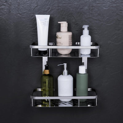 Bathroom Shelf for Wall (5x12 Inch) Stainless Steel Double Matrix