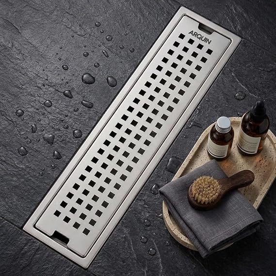 Shower Drain Channel SS 304 Grade with Cockroach Trap (12x4 Inch)