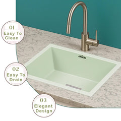 Quartz Single Bowl Kitchen Sink (24 x 18 x 9 Inches) ( Choco Green)