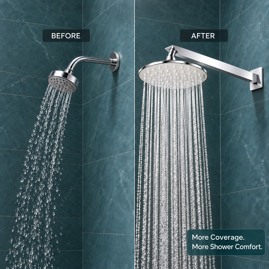 Rain Shower Head without Arm 304 Stainless Steel Overhead Shower 6x6 Inch (ELEGANCE ROUND)