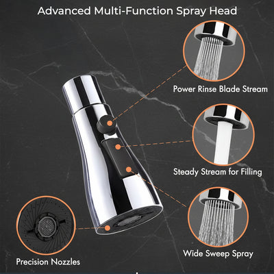 Waterfall Pull Down Kitchen Sink Faucet | Kitchen Mixer Tap | Mechanical Docking, Deck Mounted | 360° Swivel |