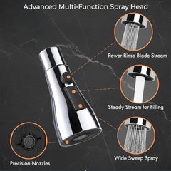 Waterfall Pull Down Kitchen Sink Faucet | Kitchen Mixer Tap | Mechanical Docking, Deck Mounted | 360° Swivel |