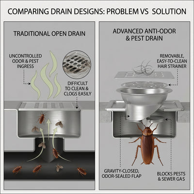 Square Floor Drainer 304 SS Grade with Cockroach Trap (6x6 Inch)