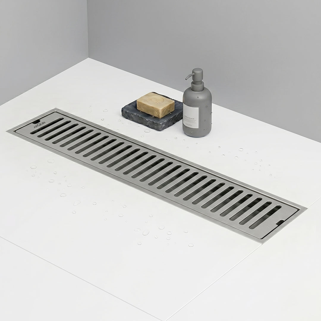 Shower Water Drain Channel SS 304 Grade with Cockroach Trap (18X4 Inch)