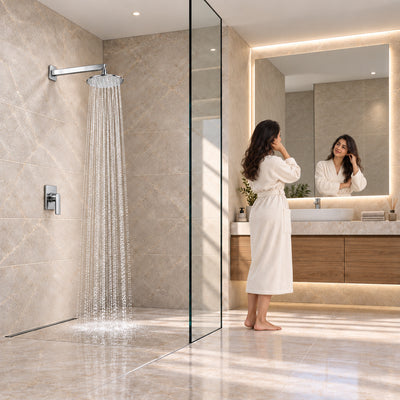 Rain Shower Head without Arm 304 Stainless Steel Overhead Shower 6x6 Inch (ELEGANCE ROUND)