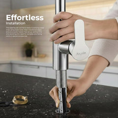 Waterfall Pull Down Kitchen Sink Faucet | Kitchen Mixer Tap | Mechanical Docking, Deck Mounted | 360° Swivel |