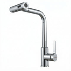 Waterfall Pull Down Kitchen Sink Faucet |360° Swivel (Magical Pullout Multiflow Faucet Silver)