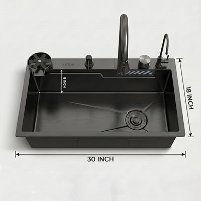 Waterfall Smart Kitchen Sink (30 x 18 x 9 Inch)