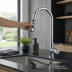 Waterfall Pull Down Kitchen Sink Faucet Mixer Tap |  (Waterfall Pullout Sink Mixer Silver)