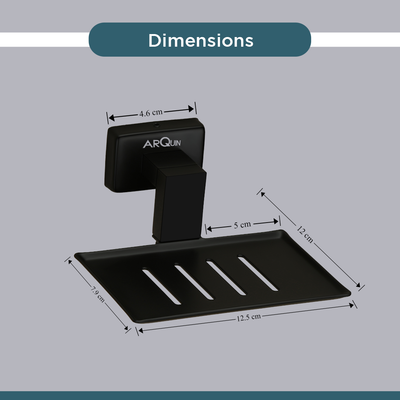 Stainless Steel Black Matt Soap Dish for Bathroom (12.4X12.3X5.4 CM)