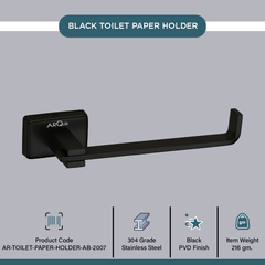 Arquin Stainless Steel Black Matt Toilet Paper Holder for Bathroom (17X5.2X4.3 CM)