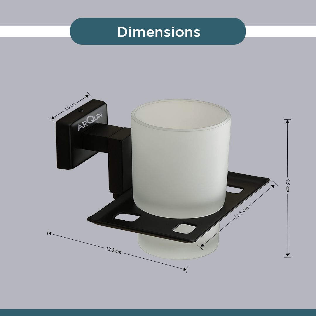 Stainless Steel Black Matt Tumbler Holder for Bathroom (12.4X12.3X9.5 CM)