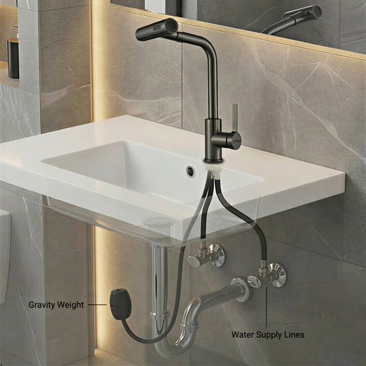 ARQUIN Waterfall Pull Down Kitchen Sink Faucet | (Magical Pullout Multiflow Faucet Black)