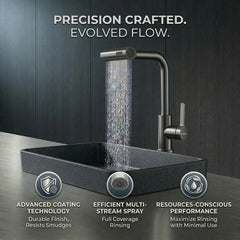 Waterfall Pull Down Kitchen Sink Faucet | (Magical Pullout Multiflow Faucet Black)