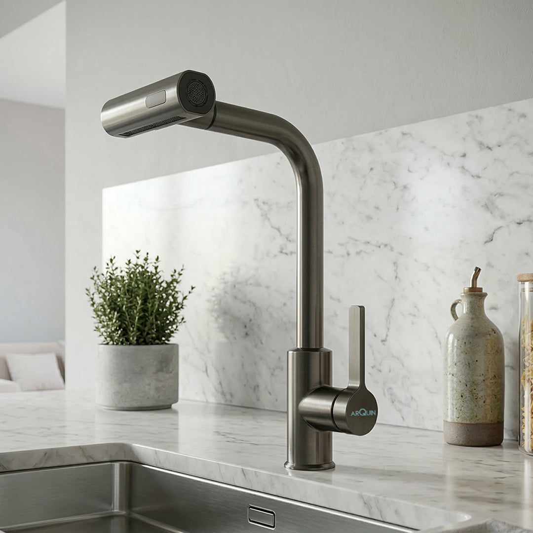 Waterfall Pull Down Kitchen Sink Faucet | (Magical Pullout Multiflow Faucet Black)