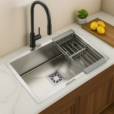 22x18x10 Inch 304 Grade Handmade Single Bowl Kitchen Sink Stainless Steel
