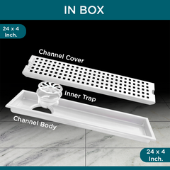 Sliver-Matt Shower Water Drain Channel with Cockroach Trap (24X4 Inches)