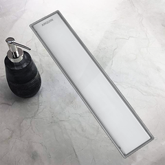 Sliver-Matt Tile Insert Shower Water Drain Channel with Cockroach Trap (18X4 Inches)