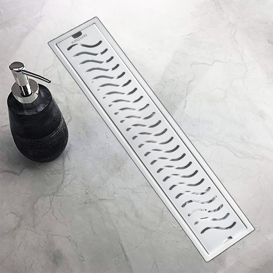 Shower Water Drain Channel SS 304 Grade with Cockroach Trap (24X4 Inch)