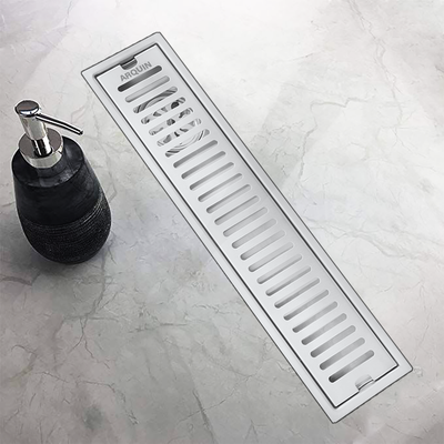 Shower Water Drain Channel SS 304 Grade with Cockroach Trap (24X4 Inch)