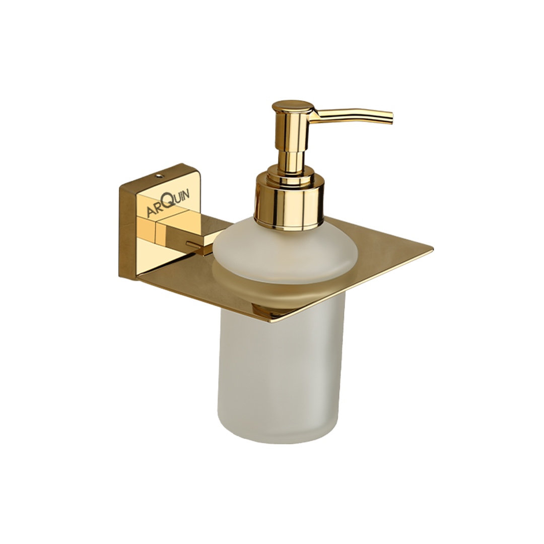 Arquin Stainless Steel Gold Liquid Soap Dispenser for Bathroom (12X12.3X15.5 CM)
