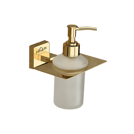 Arquin Stainless Steel Gold Liquid Soap Dispenser for Bathroom (12X12.3X15.5 CM)