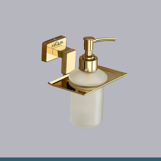 Arquin Stainless Steel Gold Liquid Soap Dispenser for Bathroom (12.4X12.3X15.5 CM)