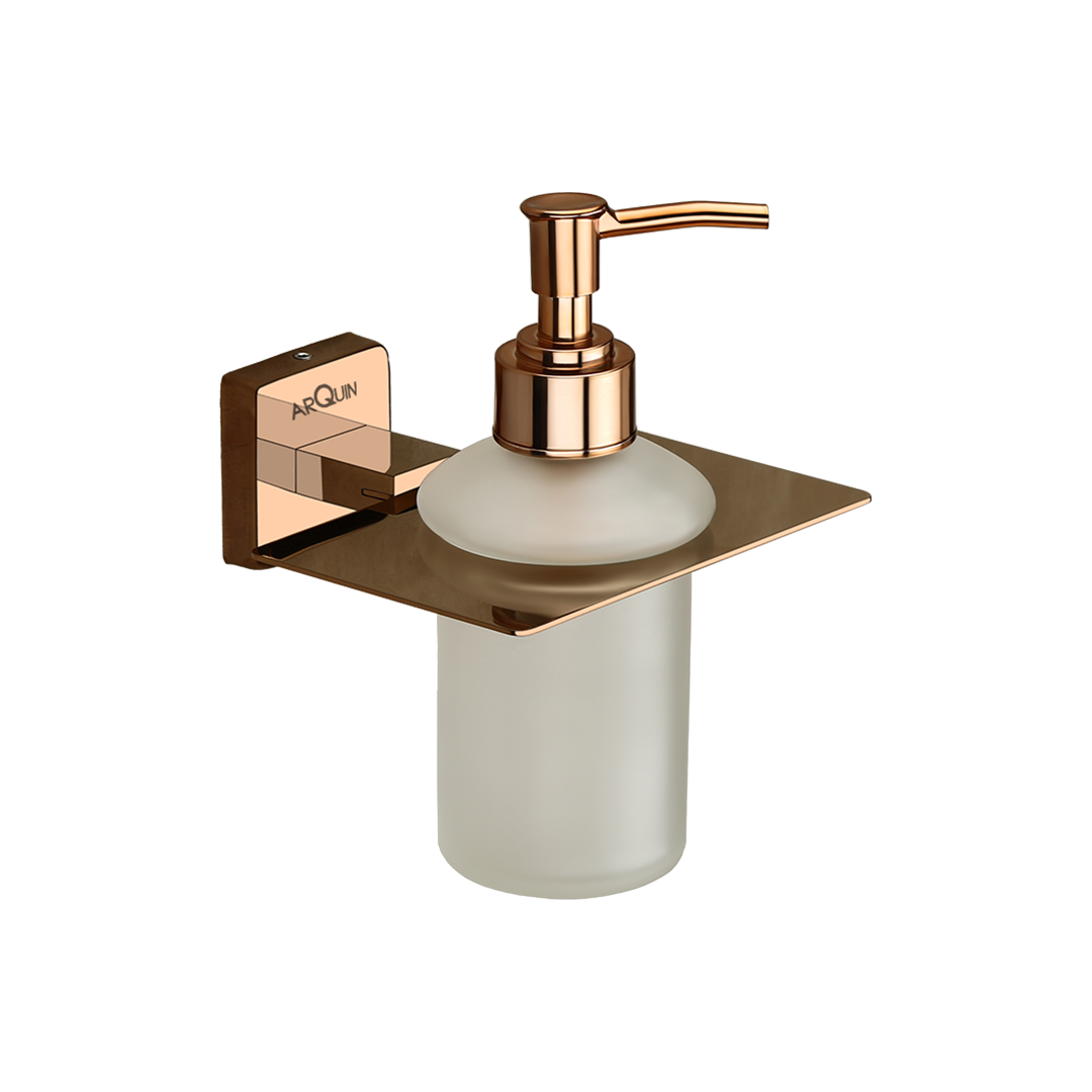 Arquin Stainless Steel Rose Gold Liquid Soap Dispenser for Bathroom (12X12.3X15.5 CM)