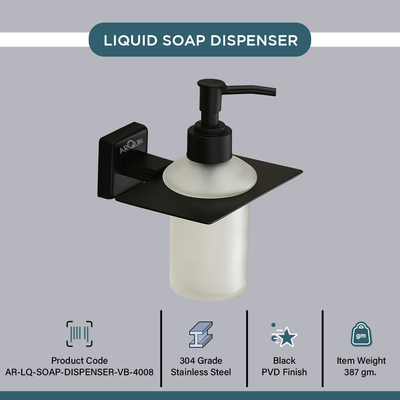 Stainless Steel Black Matt Liquid Soap Dispenser for Bathroom (12X12.3X15.5 CM)