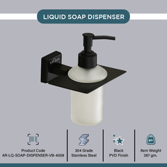 Arquin Stainless Steel Black Matt Liquid Soap Dispenser for Bathroom (12X12.3X15.5 CM)