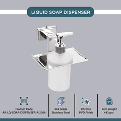Arquin Stainless Steel Chrome Liquid Soap Dispenser for Bathroom (12.4X12.3X15.5 CM)