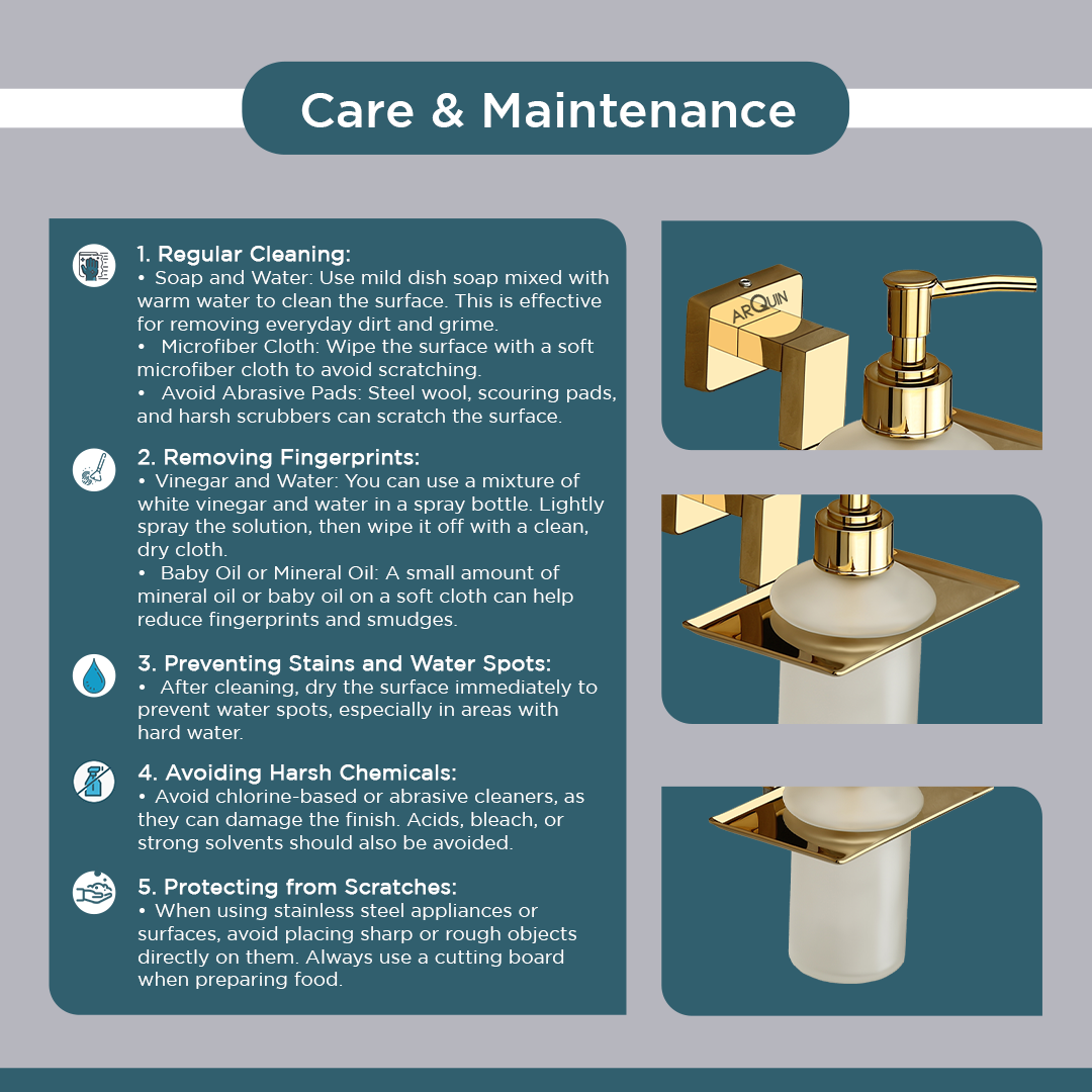Stainless Steel Gold Liquid Soap Dispenser for Bathroom (12.4X12.3X15.5 CM)