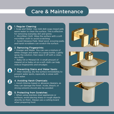 Stainless Steel Gold Liquid Soap Dispenser for Bathroom (12.4X12.3X15.5 CM)