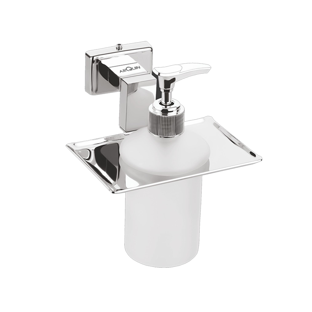 Arquin Stainless Steel Chrome Liquid Soap Dispenser for Bathroom (12.4X12.3X15.5 CM)