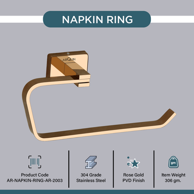 Stainless Steel Rose Gold Napkin Ring for Bathroom (21.5X5.2X9.8 CM)