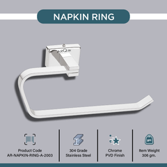 Arquin Stainless Steel Chrome Napkin Ring for Bathroom (21.5X5.2X9.8 CM)