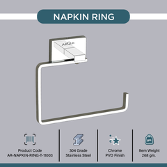 Arquin Stainless Steel Chrome Napkin Ring Holder for Bathroom (16X5X12.5 CM)